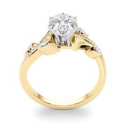 Refined Fashion Ring Round Diamond Engagement Ring in 10K/14K gold and platinum with certified lab-grown or natural diamonds