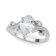 Refined Fashion Ring Round Diamond Engagement Ring in 10K/14K gold and platinum with certified lab-grown or natural diamonds