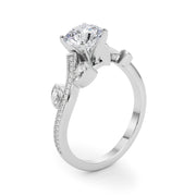 Refined Fashion Ring Round Diamond Engagement Ring in 10K/14K gold and platinum with certified lab-grown or natural diamonds