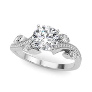 Refined Fashion Ring Round Diamond Engagement Ring in 10K/14K gold and platinum with certified lab-grown or natural diamonds