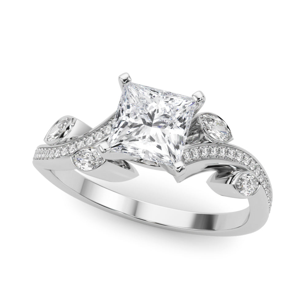 Refined Fashion Ring Round Diamond Engagement Ring in 10K/14K gold and platinum with certified lab-grown or natural diamonds
