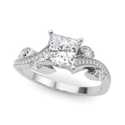 Refined Fashion Ring Round Diamond Engagement Ring in 10K/14K gold and platinum with certified lab-grown or natural diamonds