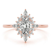 Exquisite Fashion Ring Oval Diamond Engagement Ring in 10K/14K gold and platinum with certified lab-grown or natural diamonds