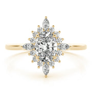 Exquisite Fashion Ring Oval Diamond Engagement Ring in 10K/14K gold and platinum with certified lab-grown or natural diamonds