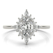 Exquisite Fashion Ring Oval Diamond Engagement Ring in 10K/14K gold and platinum with certified lab-grown or natural diamonds