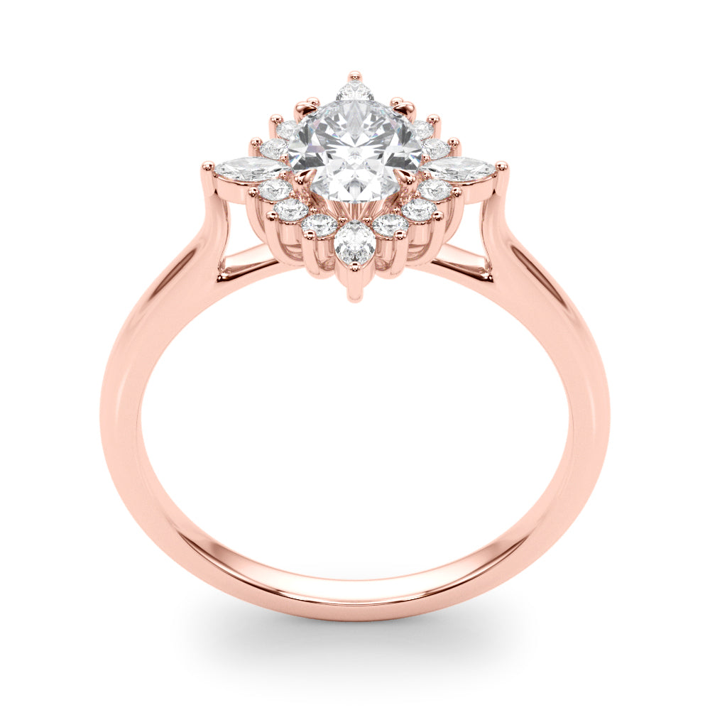 Exquisite Fashion Ring Oval Diamond Engagement Ring in 10K/14K gold and platinum with certified lab-grown or natural diamonds