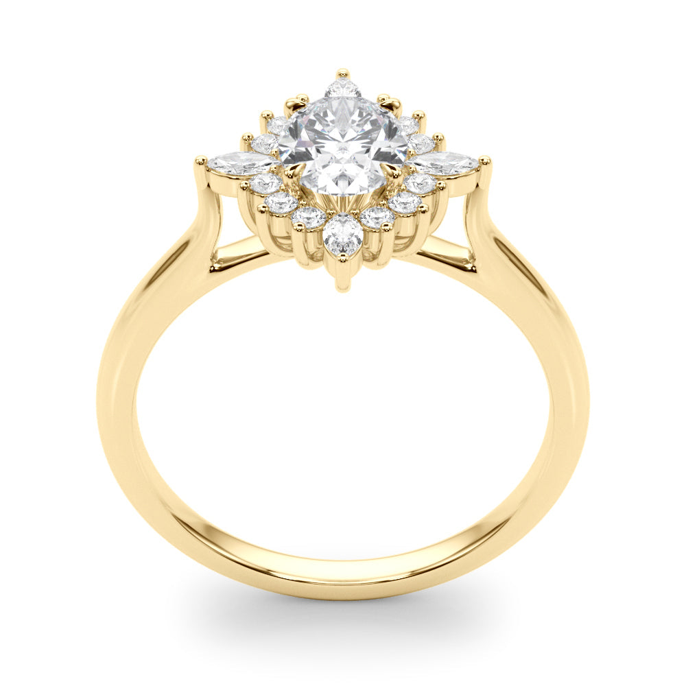 Exquisite Fashion Ring Oval Diamond Engagement Ring in 10K/14K gold and platinum with certified lab-grown or natural diamonds