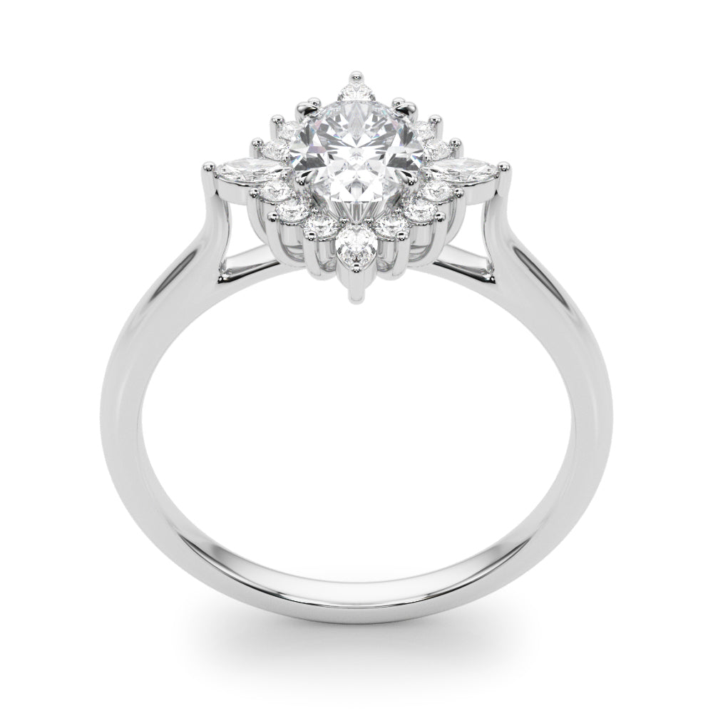 Exquisite Fashion Ring Oval Diamond Engagement Ring in 10K/14K gold and platinum with certified lab-grown or natural diamonds