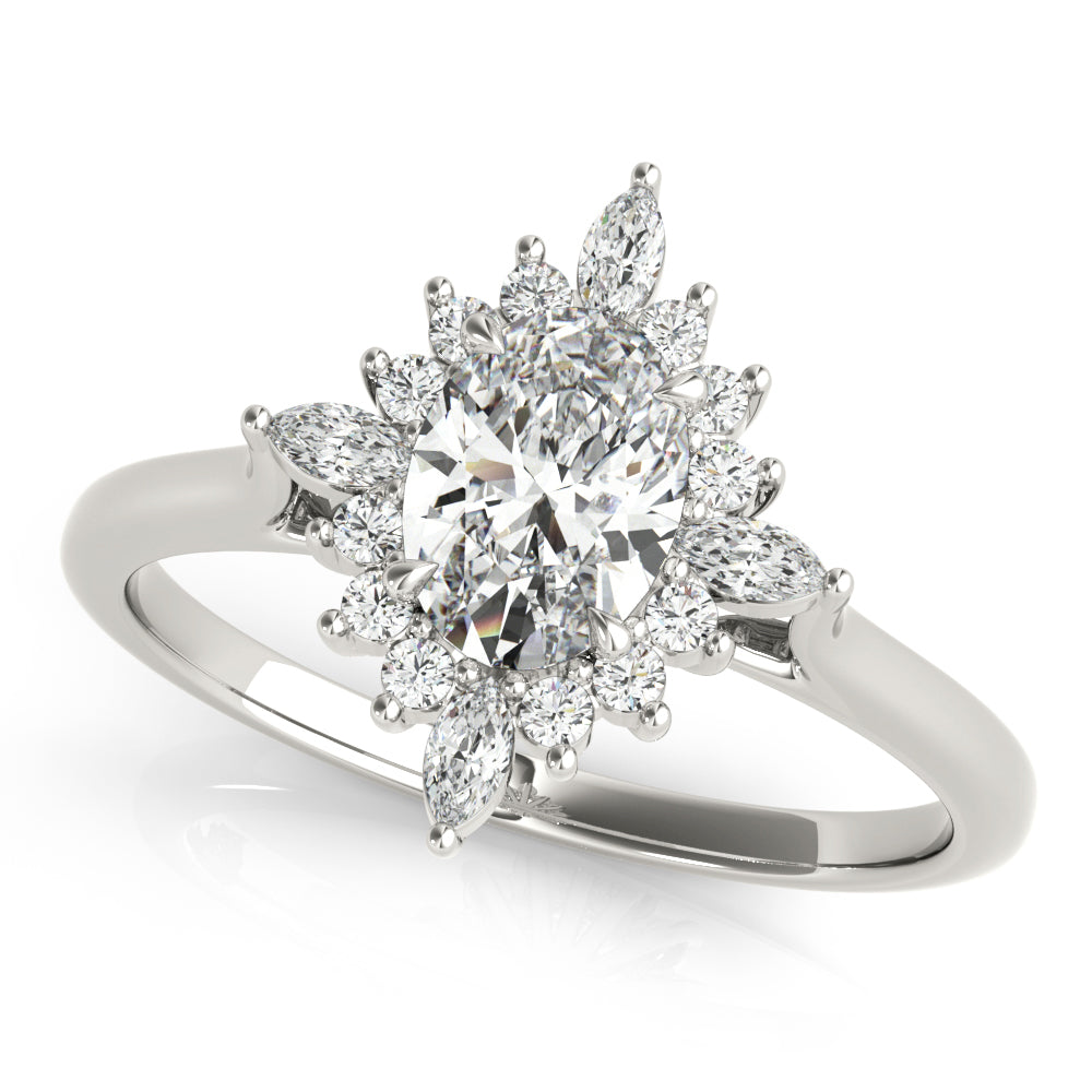 Exquisite Fashion Ring Oval Diamond Engagement Ring in 10K/14K gold and platinum with certified lab-grown or natural diamonds