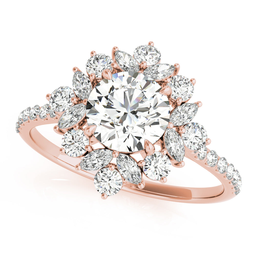 Regal Fashion Ring Round Diamond Engagement Ring in 10K/14K gold and platinum with certified lab-grown or natural diamonds
