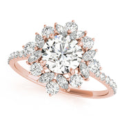 Regal Fashion Ring Round Diamond Engagement Ring in 10K/14K gold and platinum with certified lab-grown or natural diamonds