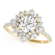 Regal Fashion Ring Round Diamond Engagement Ring in 10K/14K gold and platinum with certified lab-grown or natural diamonds
