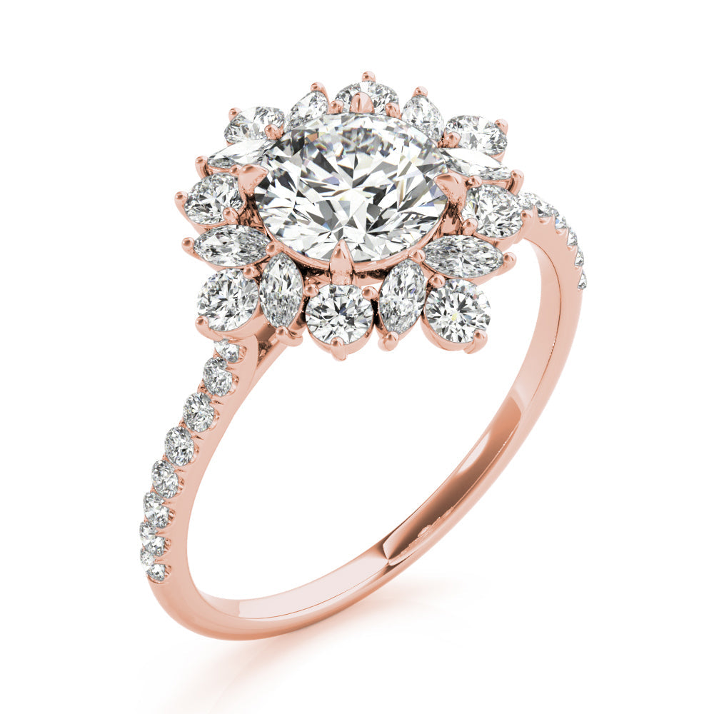 Regal Fashion Ring Round Diamond Engagement Ring in 10K/14K gold and platinum with certified lab-grown or natural diamonds