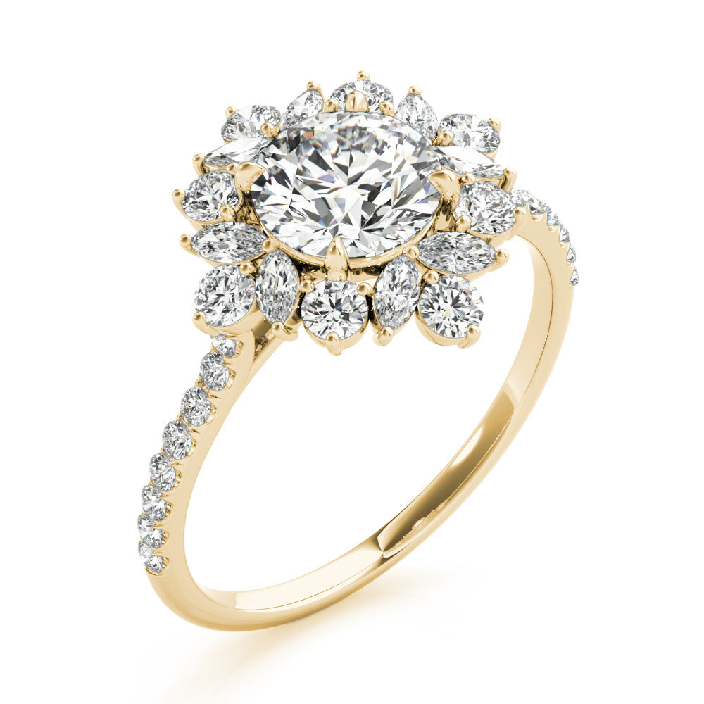 Regal Fashion Ring Round Diamond Engagement Ring in 10K/14K gold and platinum with certified lab-grown or natural diamonds