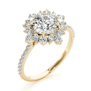 Regal Fashion Ring Round Diamond Engagement Ring in 10K/14K gold and platinum with certified lab-grown or natural diamonds