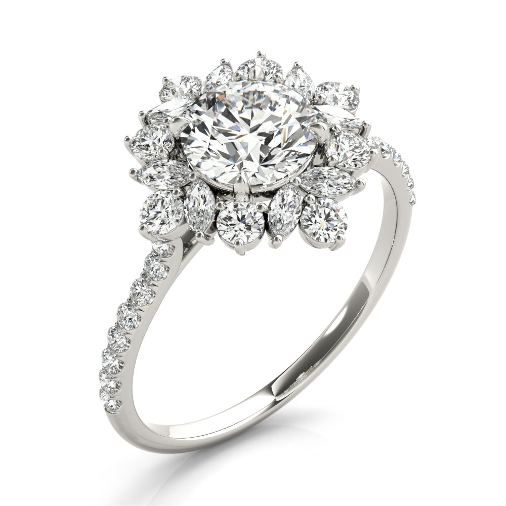 Regal Fashion Ring Round Diamond Engagement Ring in 10K/14K gold and platinum with certified lab-grown or natural diamonds