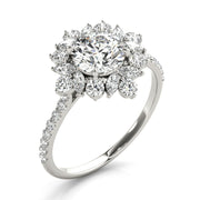 Regal Fashion Ring Round Diamond Engagement Ring in 10K/14K gold and platinum with certified lab-grown or natural diamonds