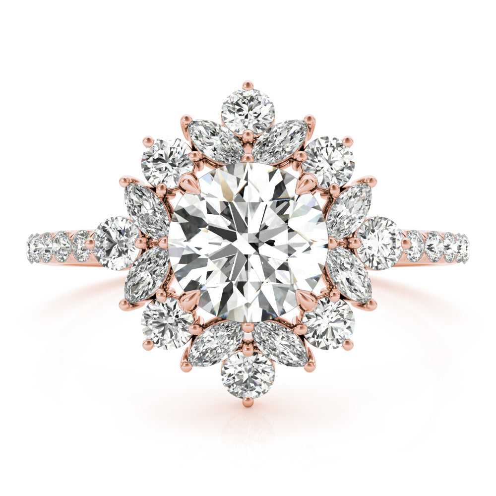 Regal Fashion Ring Round Diamond Engagement Ring in 10K/14K gold and platinum with certified lab-grown or natural diamonds