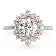 Regal Fashion Ring Round Diamond Engagement Ring in 10K/14K gold and platinum with certified lab-grown or natural diamonds