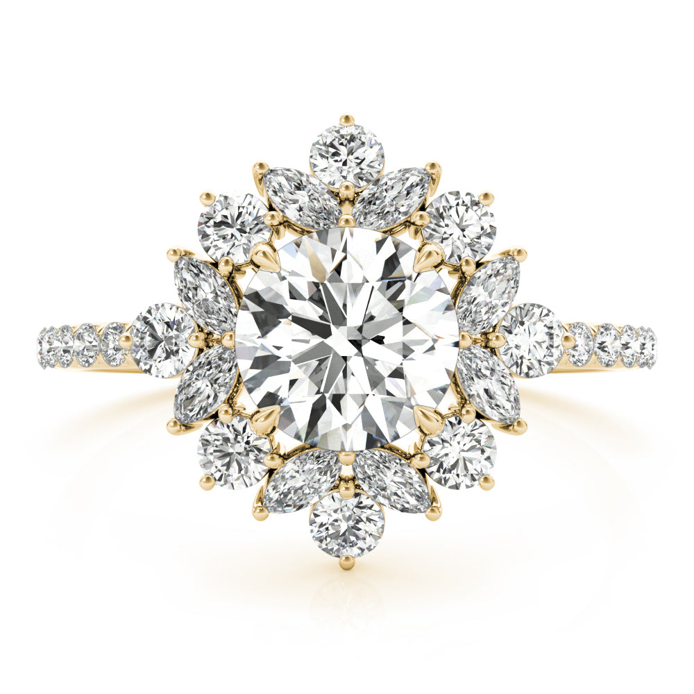 Regal Fashion Ring Round Diamond Engagement Ring in 10K/14K gold and platinum with certified lab-grown or natural diamonds