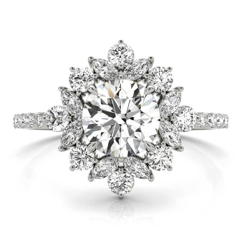 Regal Fashion Ring Round Diamond Engagement Ring in 10K/14K gold and platinum with certified lab-grown or natural diamonds