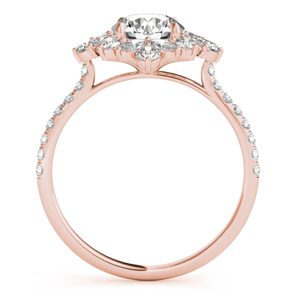 Regal Fashion Ring Round Diamond Engagement Ring in 10K/14K gold and platinum with certified lab-grown or natural diamonds