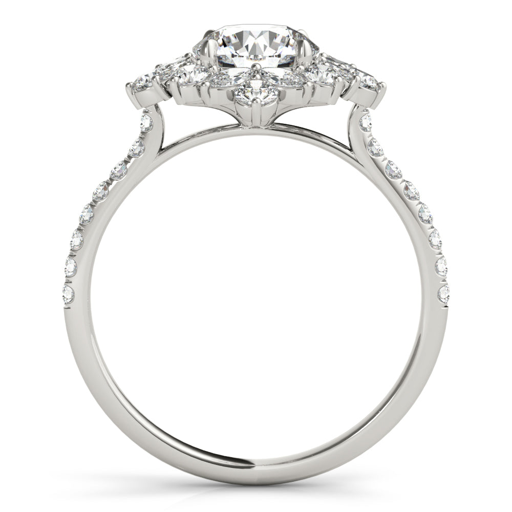 Regal Fashion Ring Round Diamond Engagement Ring in 10K/14K gold and platinum with certified lab-grown or natural diamonds