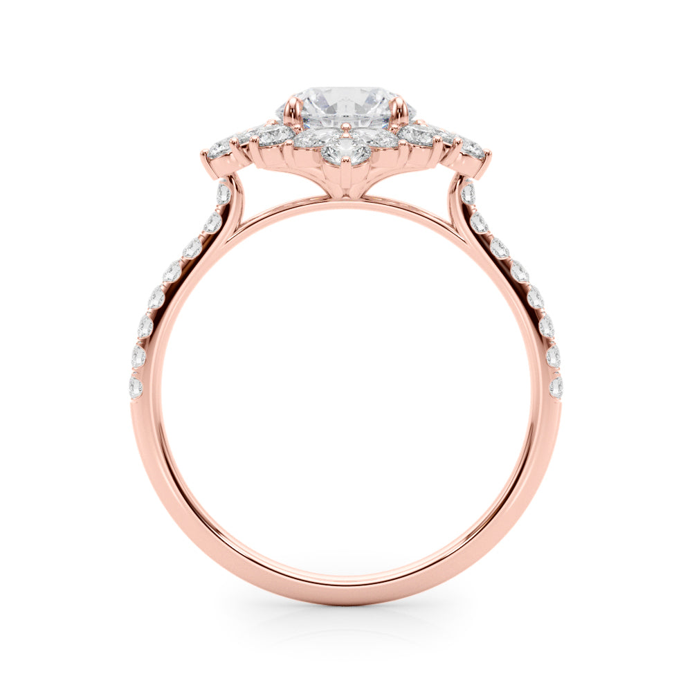 Regal Fashion Ring Round Diamond Engagement Ring in 10K/14K gold and platinum with certified lab-grown or natural diamonds