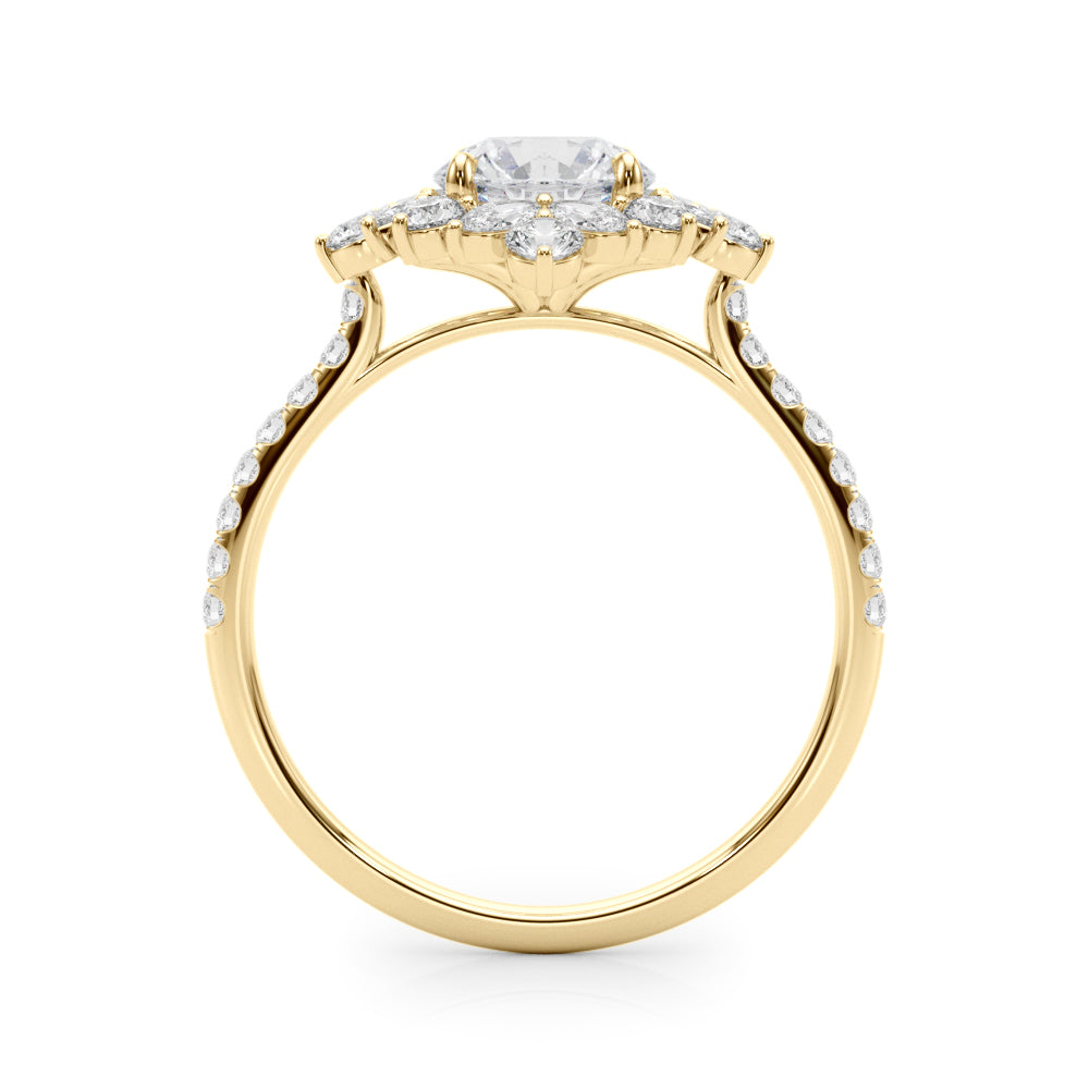 Regal Fashion Ring Round Diamond Engagement Ring in 10K/14K gold and platinum with certified lab-grown or natural diamonds