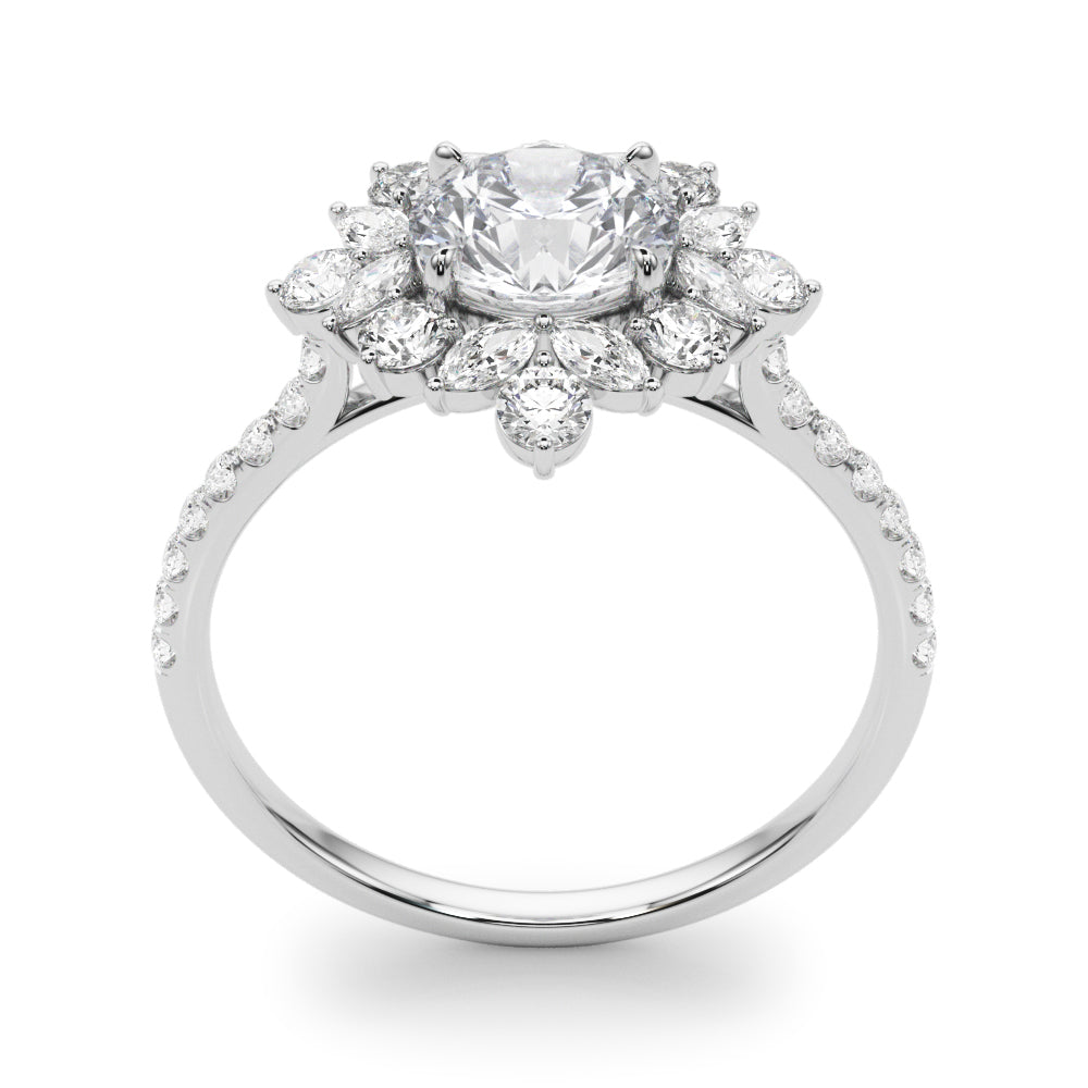 Regal Fashion Ring Round Diamond Engagement Ring in 10K/14K gold and platinum with certified lab-grown or natural diamonds