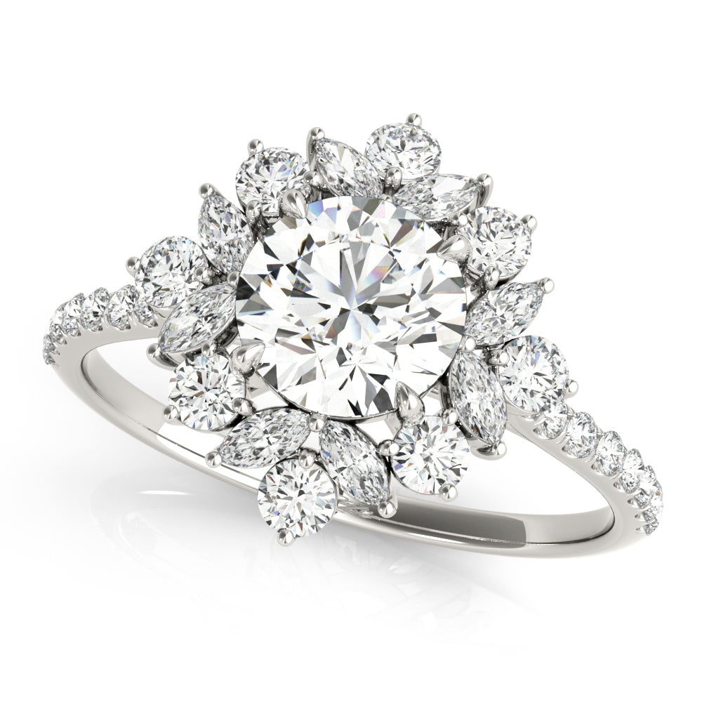 Regal Fashion Ring Round Diamond Engagement Ring in 10K/14K gold and platinum with certified lab-grown or natural diamonds