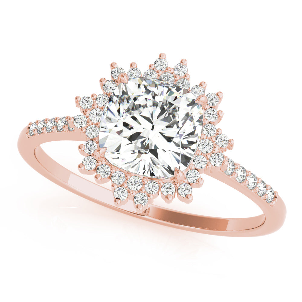 Eternal Center Cushion Diamond Engagement Ring in 10K/14K gold and platinum with certified lab-grown or natural diamonds