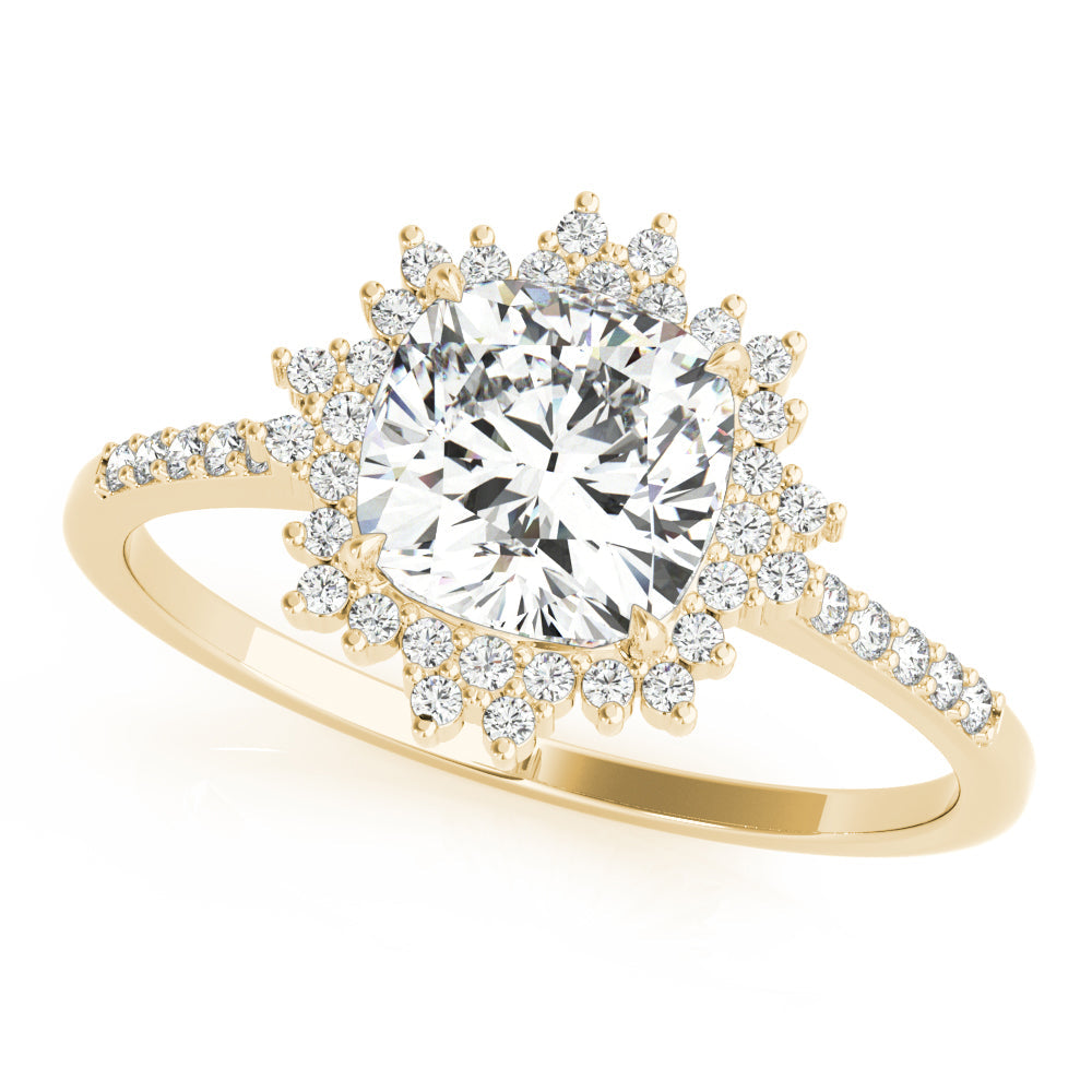 Eternal Center Cushion Diamond Engagement Ring in 10K/14K gold and platinum with certified lab-grown or natural diamonds