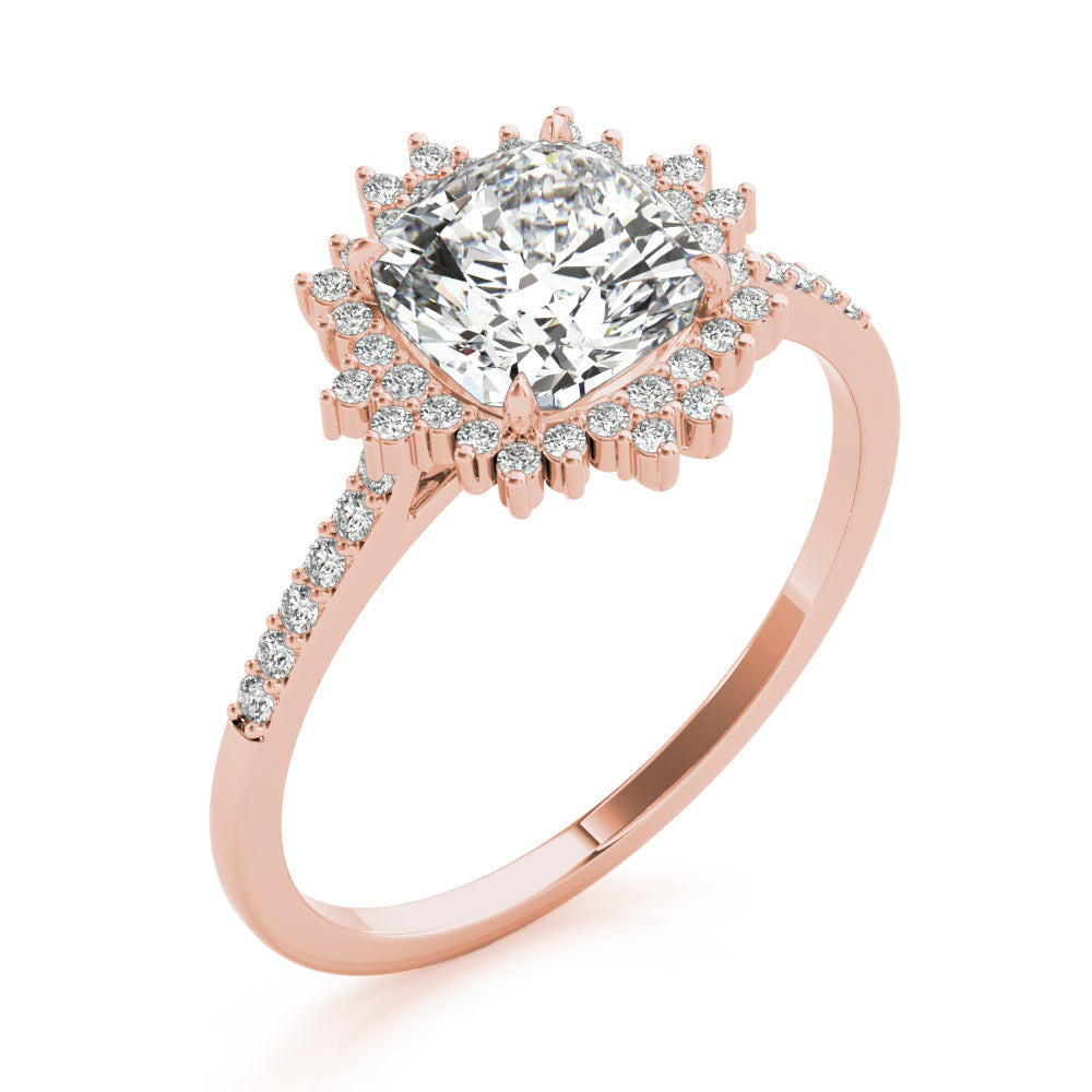 Eternal Center Cushion Diamond Engagement Ring in 10K/14K gold and platinum with certified lab-grown or natural diamonds
