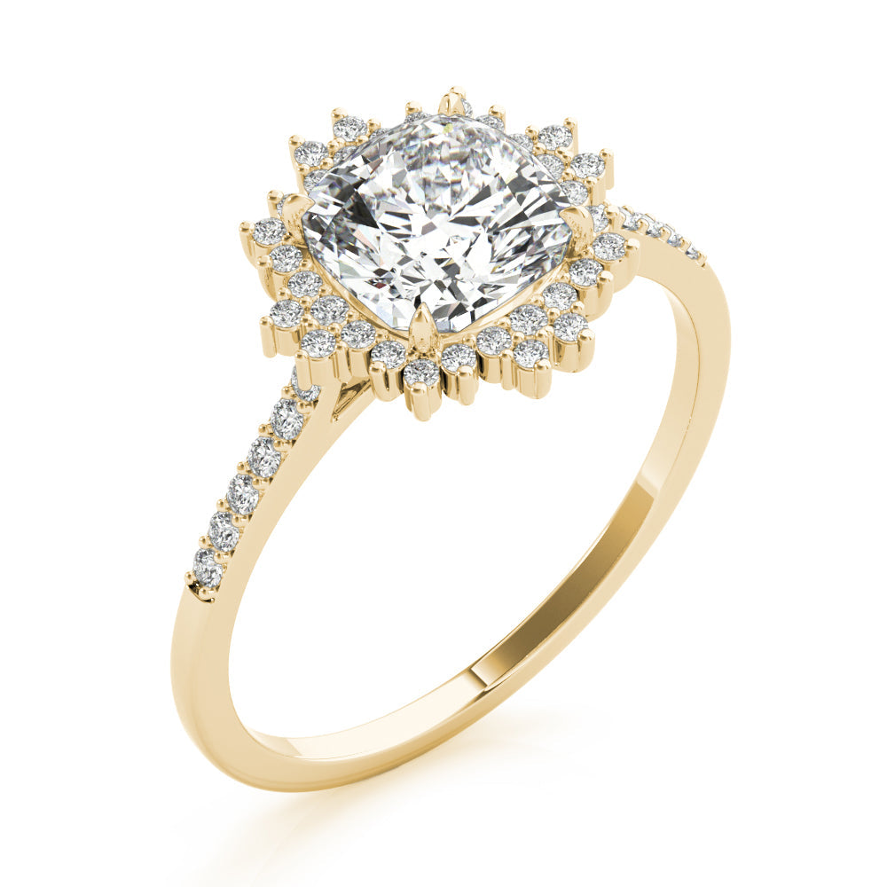 Eternal Center Cushion Diamond Engagement Ring in 10K/14K gold and platinum with certified lab-grown or natural diamonds