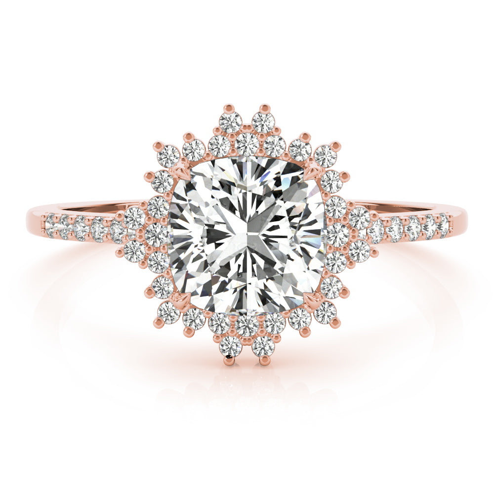 Eternal Center Cushion Diamond Engagement Ring in 10K/14K gold and platinum with certified lab-grown or natural diamonds