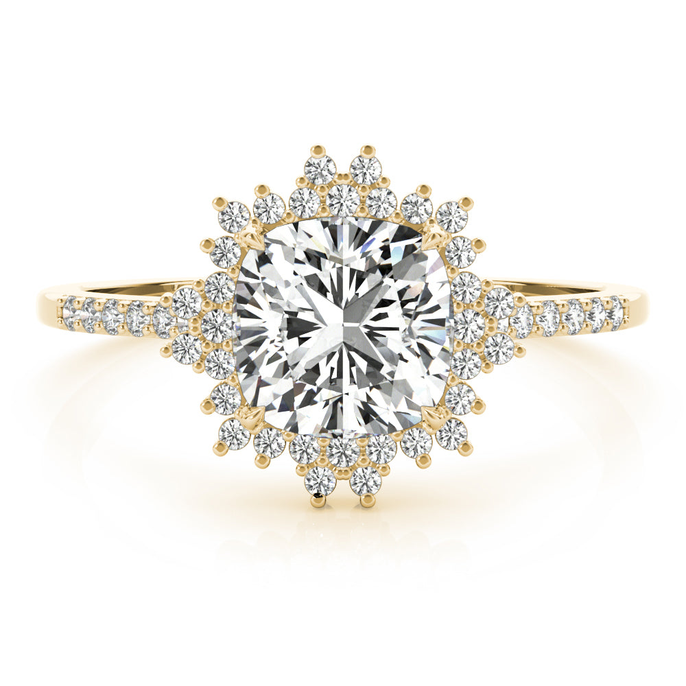 Eternal Center Cushion Diamond Engagement Ring in 10K/14K gold and platinum with certified lab-grown or natural diamonds