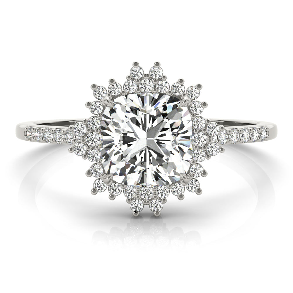 Eternal Center Cushion Diamond Engagement Ring in 10K/14K gold and platinum with certified lab-grown or natural diamonds