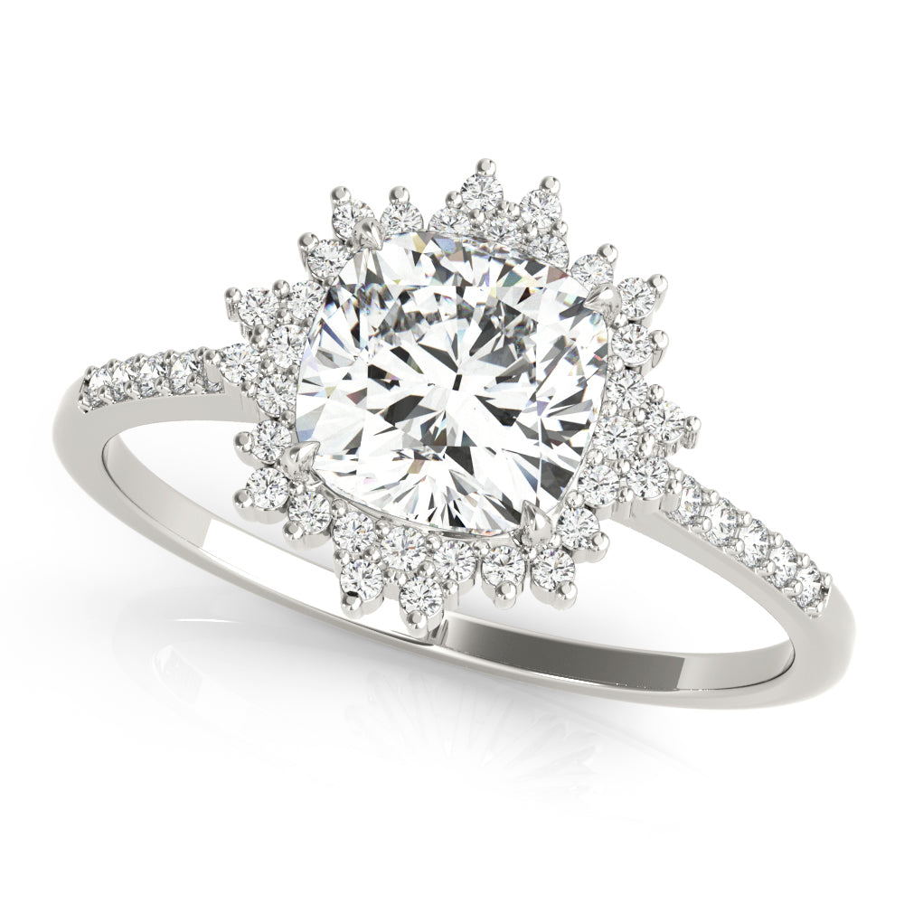 Eternal Center Cushion Diamond Engagement Ring in 10K/14K gold and platinum with certified lab-grown or natural diamonds