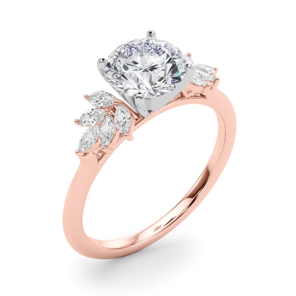 Radiant Peg Center Marquise Diamond Engagement Ring in 10K/14K gold and platinum with certified lab-grown or natural diamonds