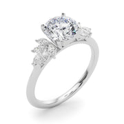 Radiant Peg Center Marquise Diamond Engagement Ring in 10K/14K gold and platinum with certified lab-grown or natural diamonds