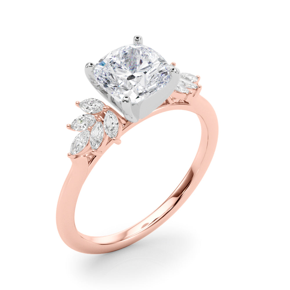 Radiant Peg Center Marquise Diamond Engagement Ring in 10K/14K gold and platinum with certified lab-grown or natural diamonds