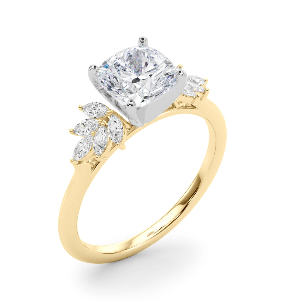 Radiant Peg Center Marquise Diamond Engagement Ring in 10K/14K gold and platinum with certified lab-grown or natural diamonds