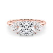 Radiant Peg Center Marquise Diamond Engagement Ring in 10K/14K gold and platinum with certified lab-grown or natural diamonds