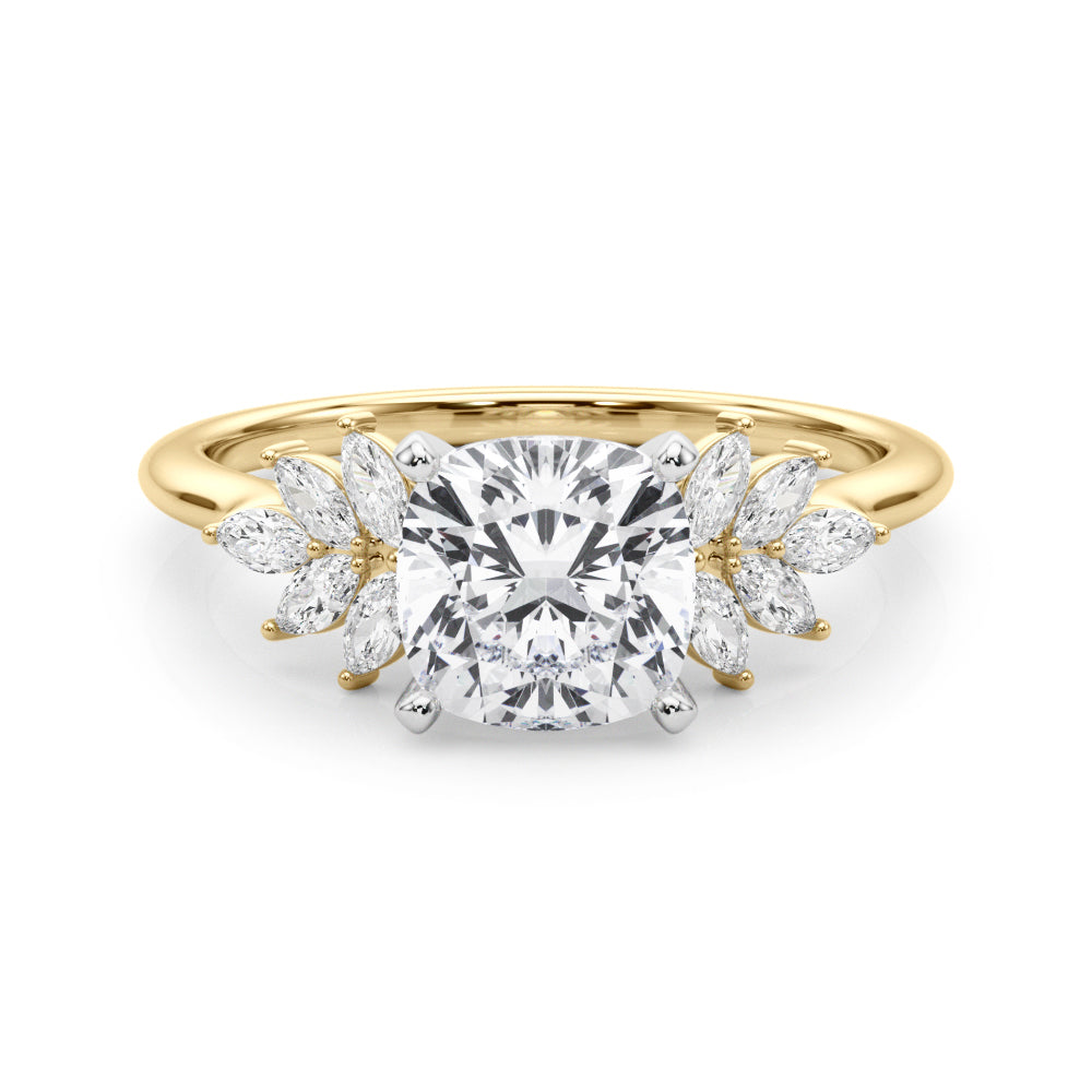 Radiant Peg Center Marquise Diamond Engagement Ring in 10K/14K gold and platinum with certified lab-grown or natural diamonds