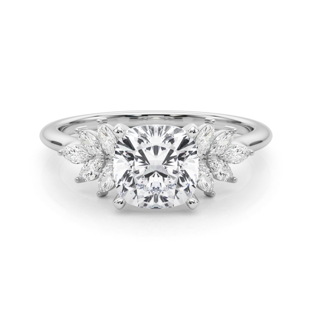Radiant Peg Center Marquise Diamond Engagement Ring in 10K/14K gold and platinum with certified lab-grown or natural diamonds