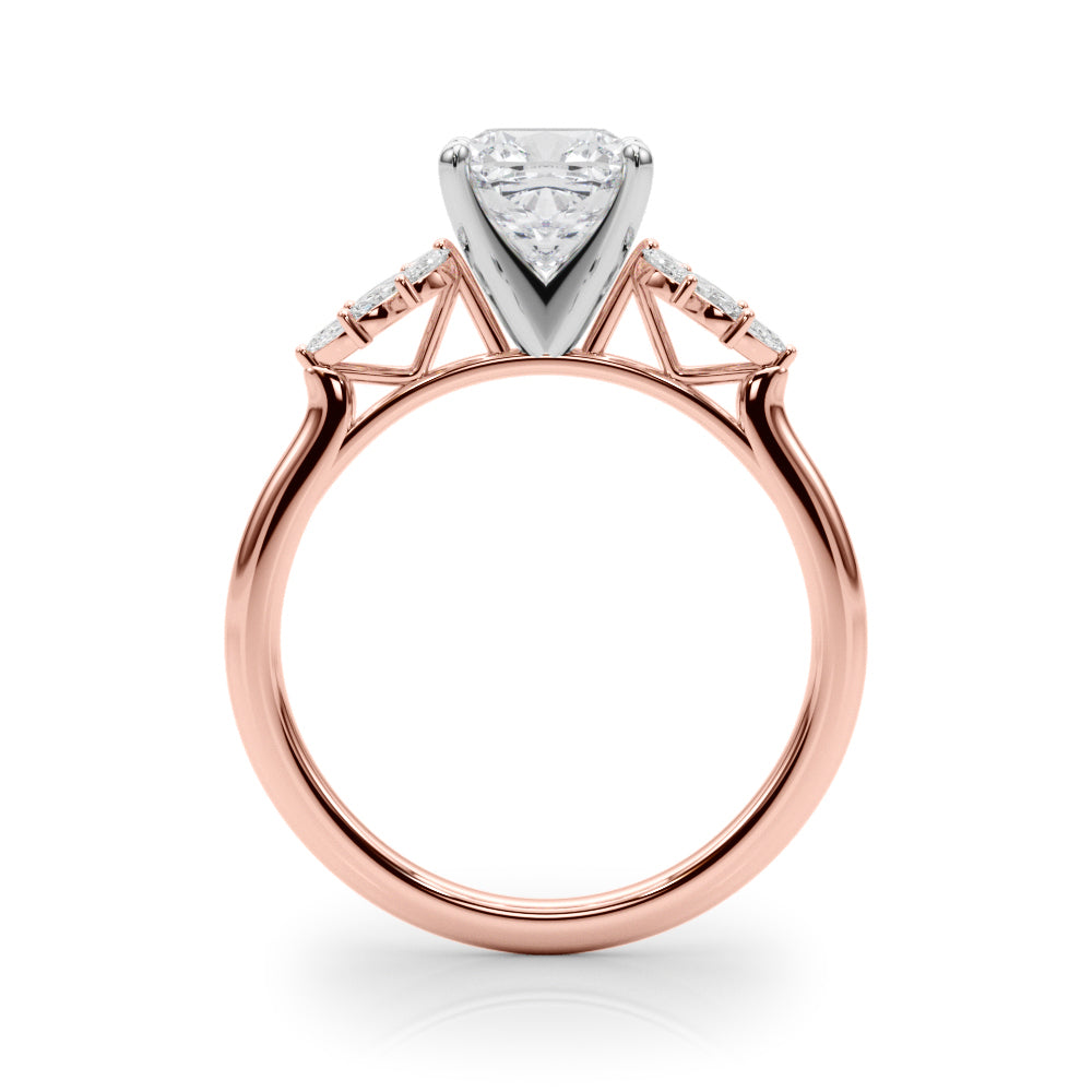 Radiant Peg Center Marquise Diamond Engagement Ring in 10K/14K gold and platinum with certified lab-grown or natural diamonds