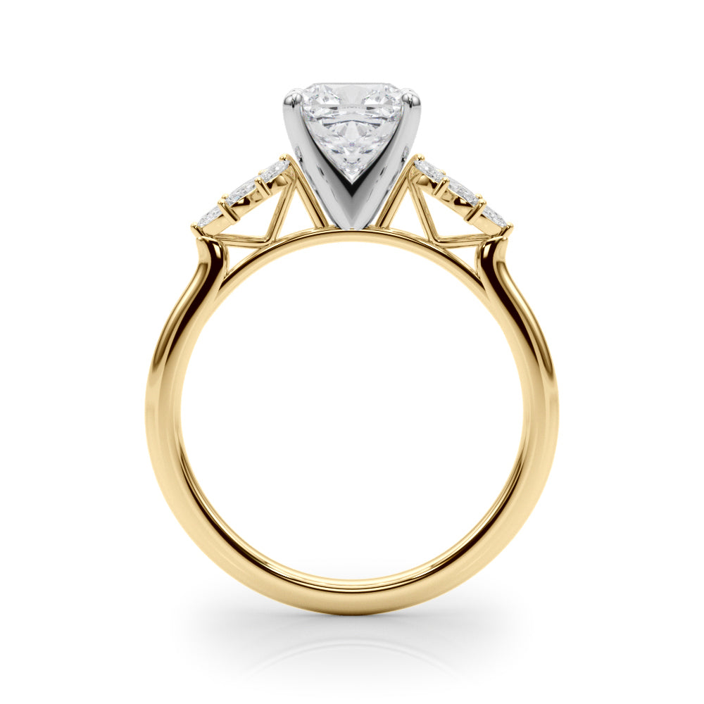 Radiant Peg Center Marquise Diamond Engagement Ring in 10K/14K gold and platinum with certified lab-grown or natural diamonds