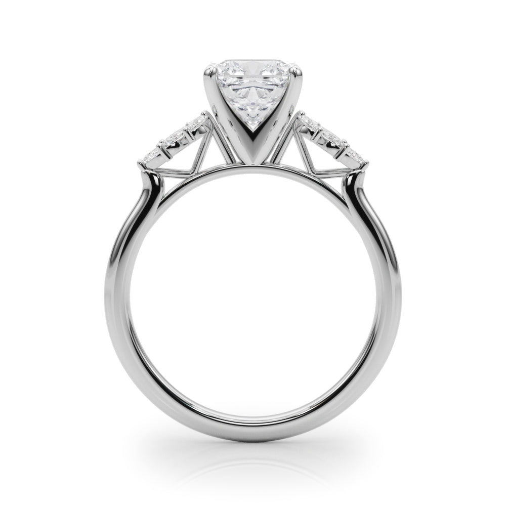 Radiant Peg Center Marquise Diamond Engagement Ring in 10K/14K gold and platinum with certified lab-grown or natural diamonds