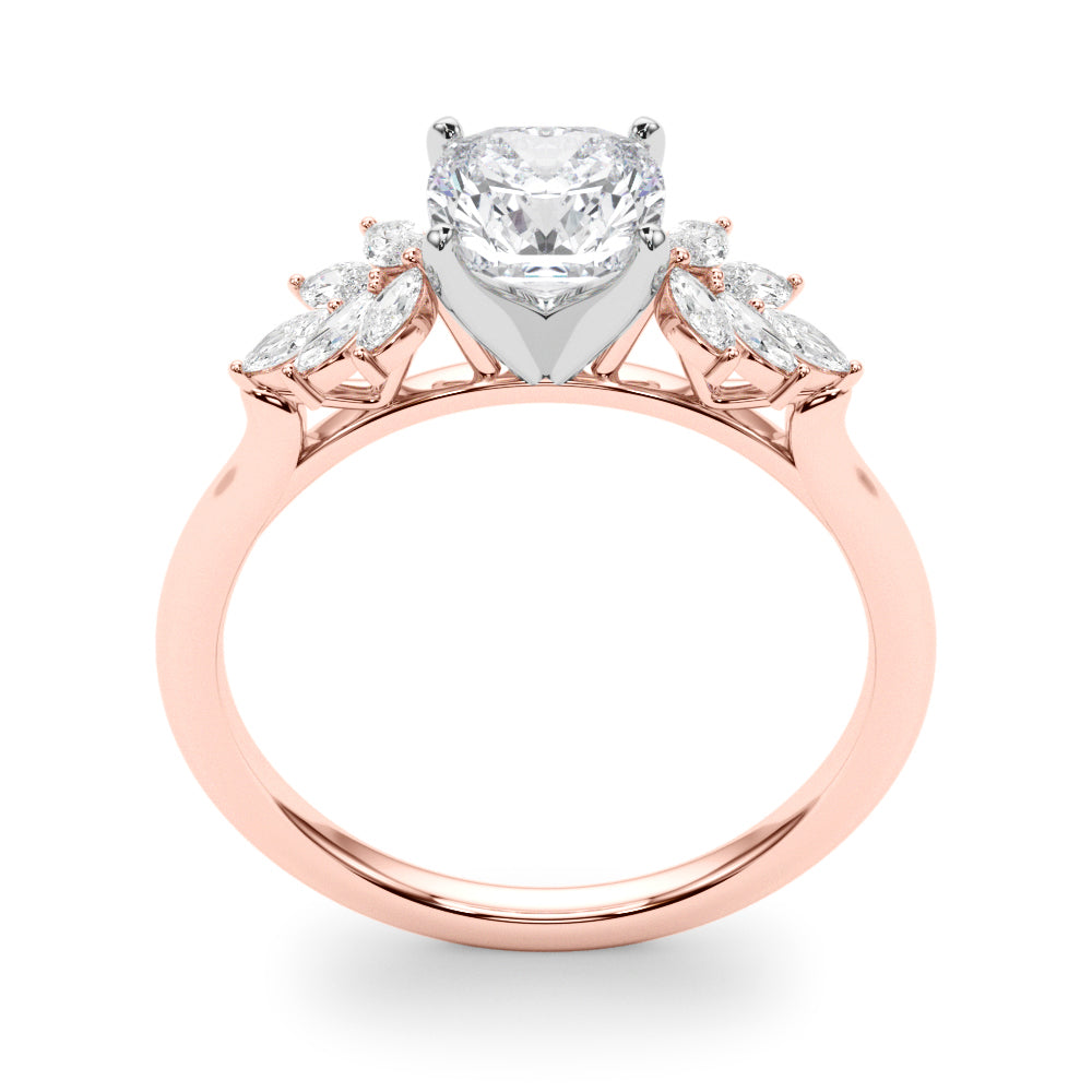 Radiant Peg Center Marquise Diamond Engagement Ring in 10K/14K gold and platinum with certified lab-grown or natural diamonds